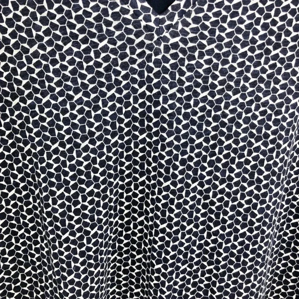 Tory Burch Navy Blue and White Teserra Blouse Shirt Size Small